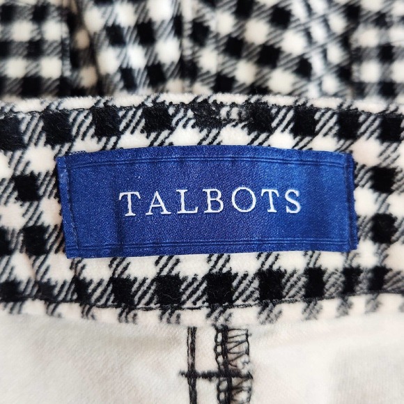 Talbots Womens Pants SZ 2 Black White Check High Rise Waist Straight Leg Stretch - Picture 5 of 8